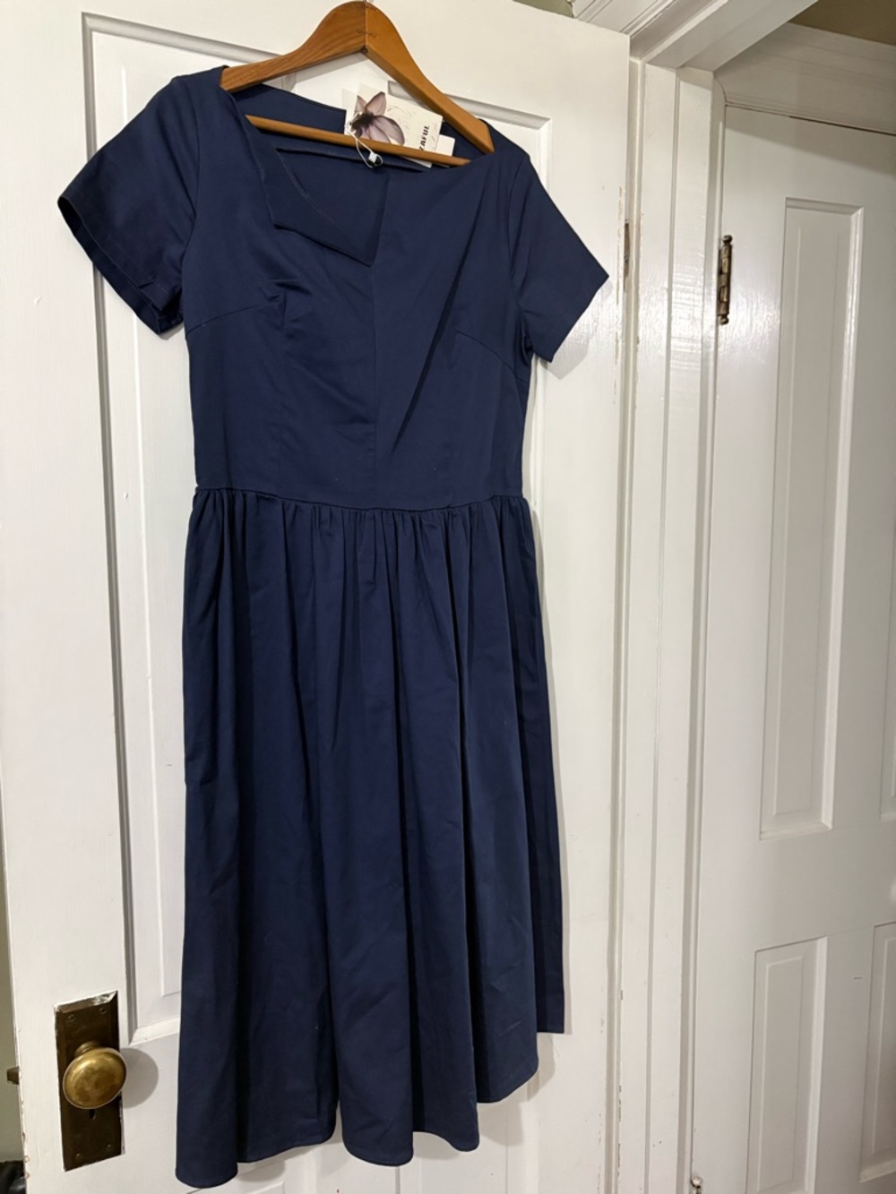 Zaful Navy Square-Neck Fit Dress